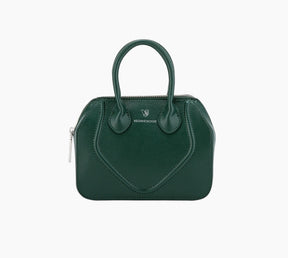 Green handbag with a visible brand logo on a white background