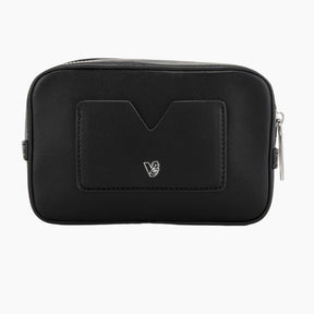 Black pouch with a logo on a white background