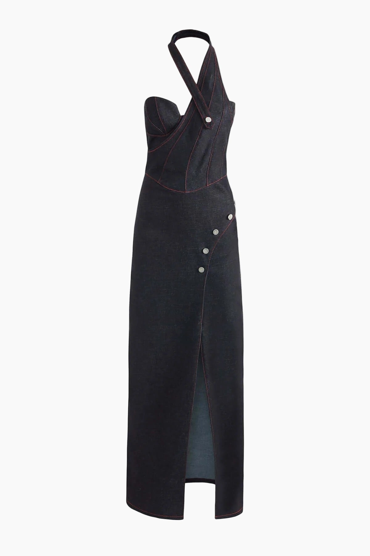 Black denim dress with buttons
