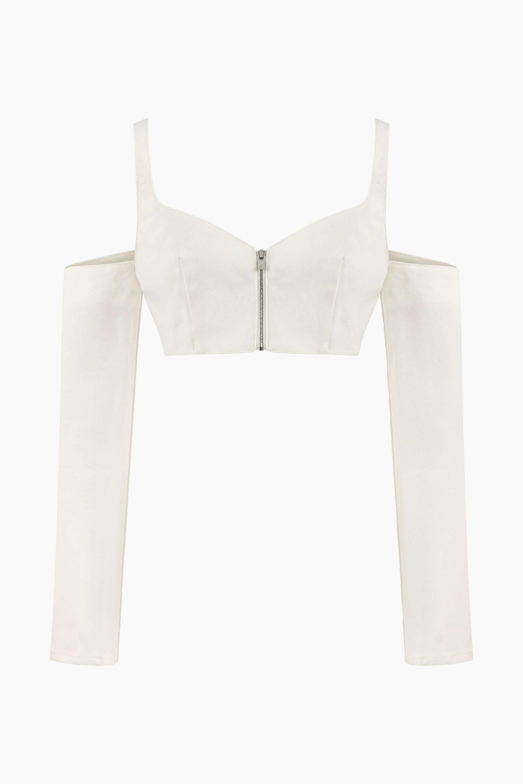 White off-shoulder top with a zipper 