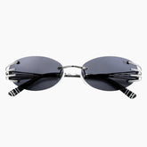 Sunglasses with black lenses and thin metal frame 