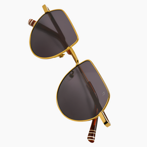 Gold-framed sunglasses with dark lenses 
