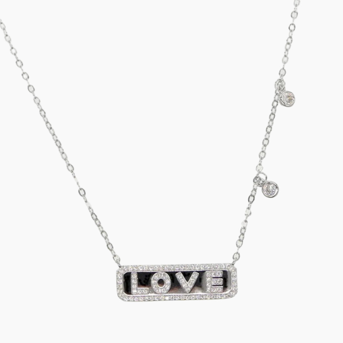 Necklace love white stones
