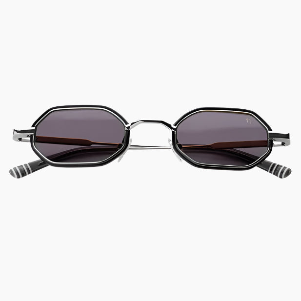 Sunglasses with a unique frame design with a striped arms 