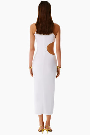 White dress with cut-out design 