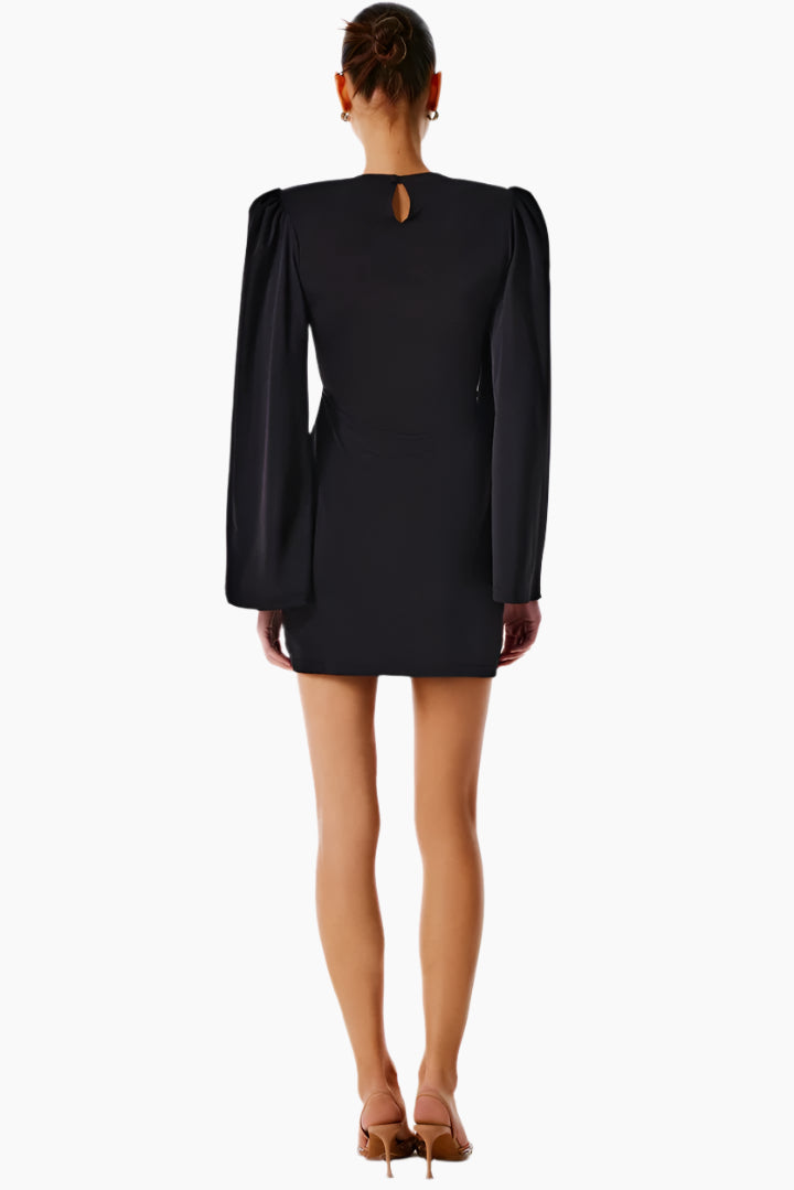 Black dress with puff sleeves 