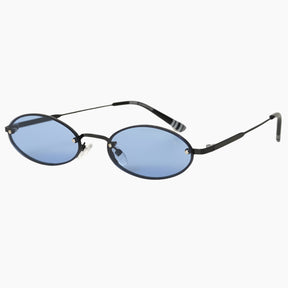 Sunglasses with black frame and blue lenses 