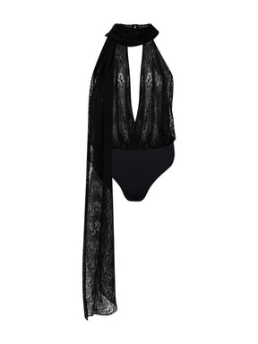 lack lace top with a scarf
