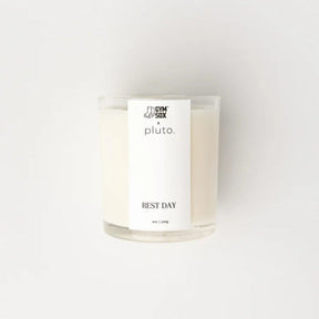 Candle with a label on a white background