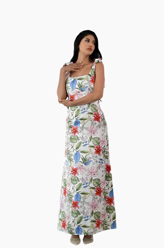 Woman wearing a floral dress 