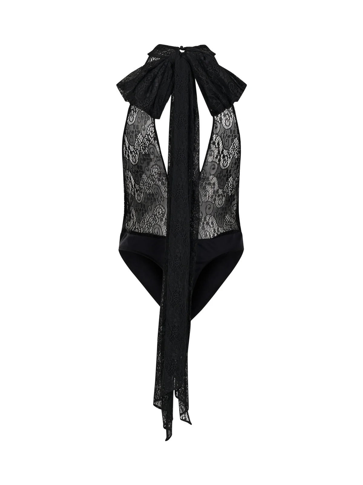 lack lace top with a neck scarf