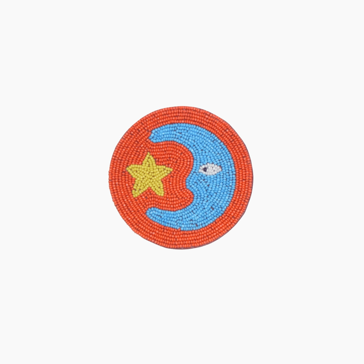 The Loteria La Luna coaster is handmade in India from beautiful, colorful beads