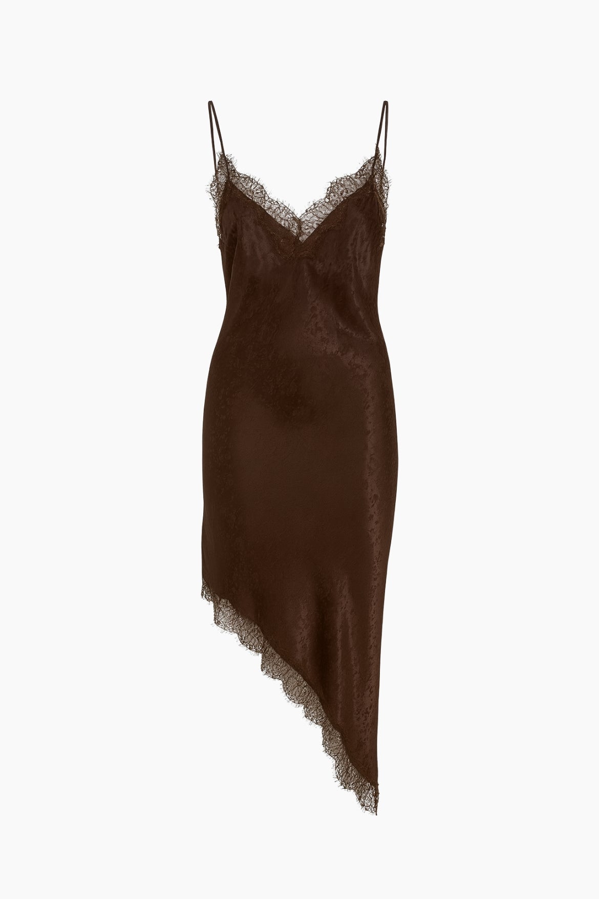 Brown slip dress with lace details 