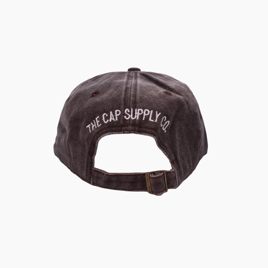 Dark brown cap with 'The Cap Supply Co.' logo 