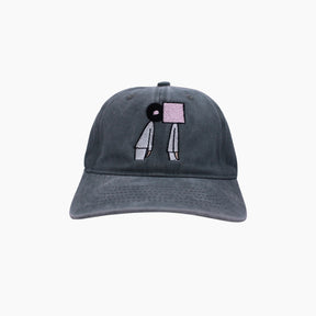 Gray cap with a small, embroidered design