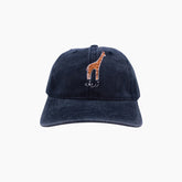Navy blue cap with a giraffe design 