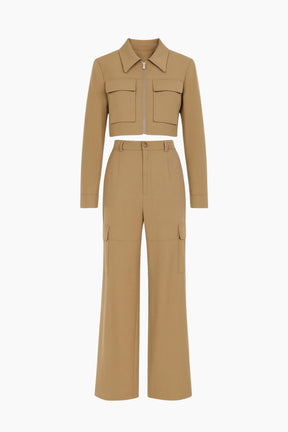 Tan jacket and pants set 