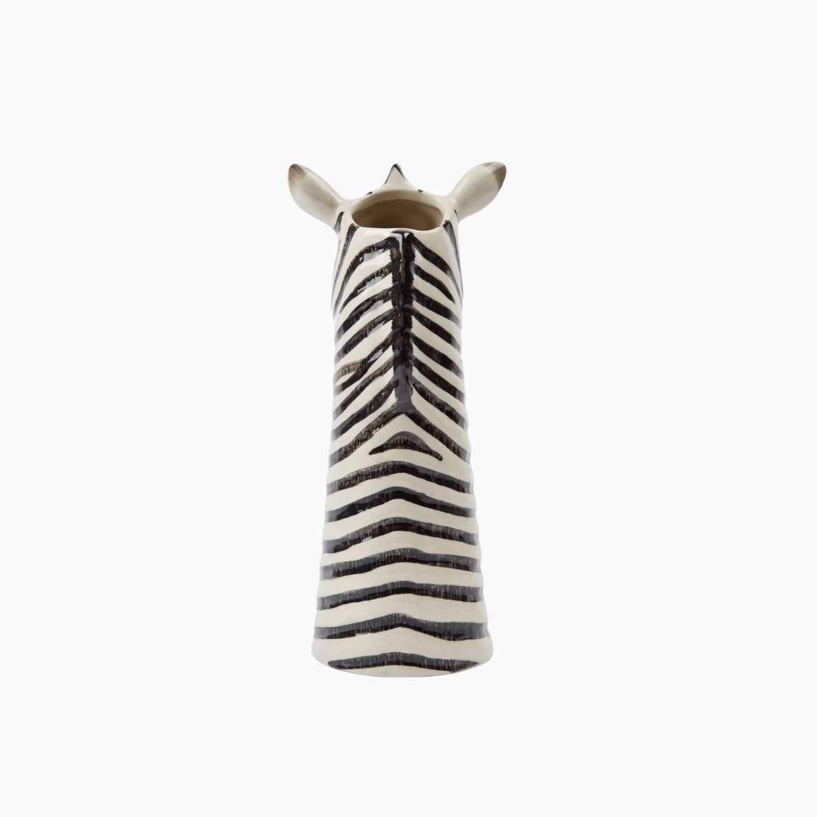 Zebra-striped vase with a white base 