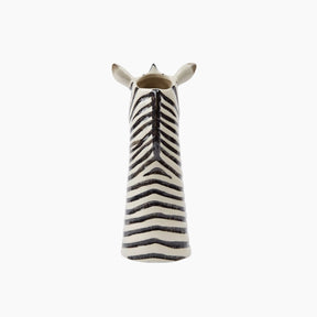 Zebra-striped vase with a white base 