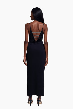 Black Dress With Back Swarovski Robe