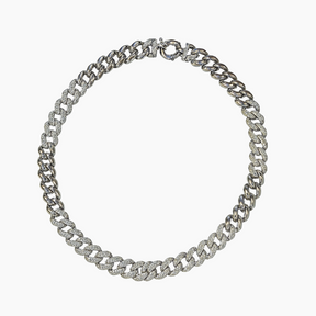 Big Spring Clasp Half Pave Cuban Chain Choker
