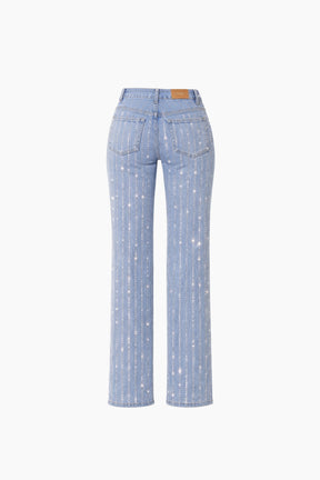 Light blue jeans with star patterns 