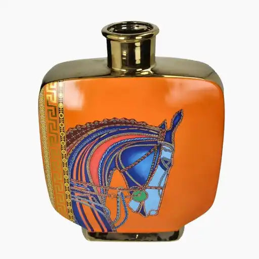 Decorative vase with a horse design 
