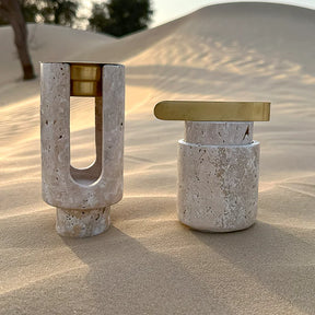 Tohfa Luxe Marble Bukhoor Set with Brass Accessories