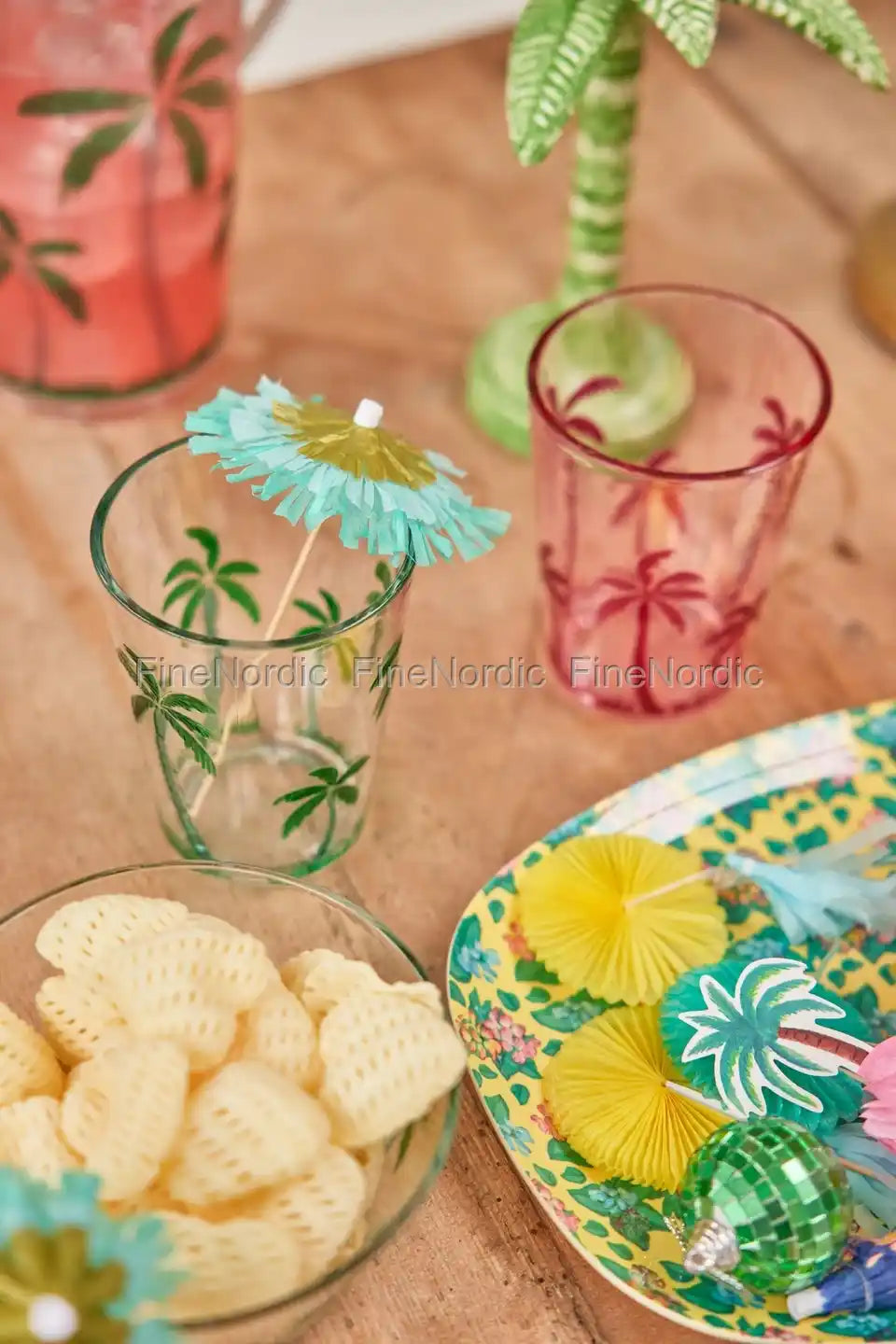 Acrylic Tumbler with Palm Tree Design - Clear - 400 ml