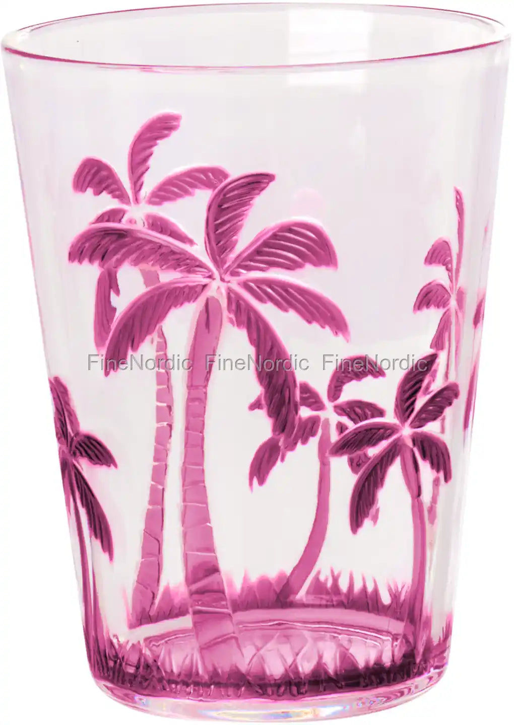 Acrylic Tumbler with Palm Tree Design - Pink - 400 ml