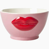 Ceramic Bowl with Embossed Lips - Pink - 600 ml