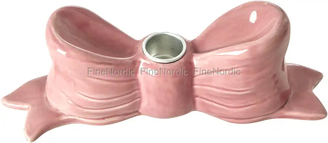 Ceramic Candle Holder in Bow Shape - Pink - Large