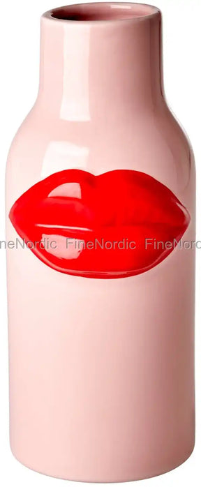 Ceramic Vase Pink with Red Lips - Large