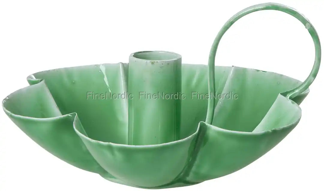 Metal Flower Shape Candle Holder in Green