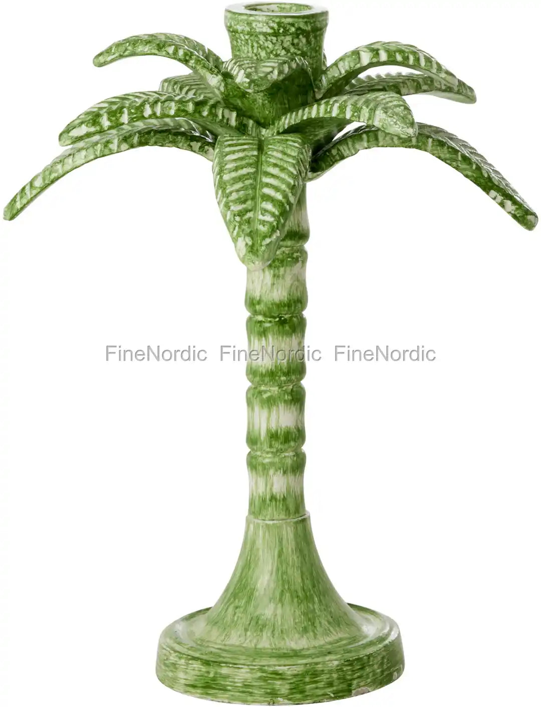 MetalPalm Tree Shaped Candle Holder in Green - Large