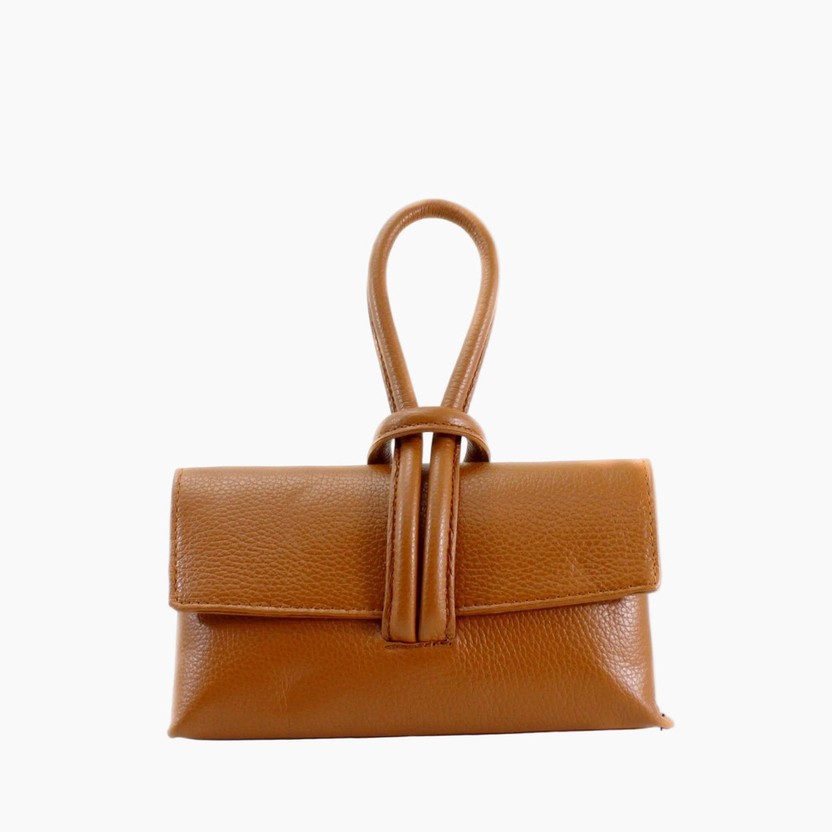 Brown leather handbag with a strap 