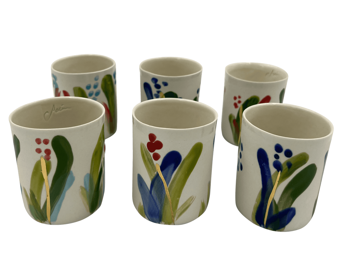 SC CERAMICS - HAND PAINTED EXPRESSO CUP - Set of 6 - FLTRD UAE