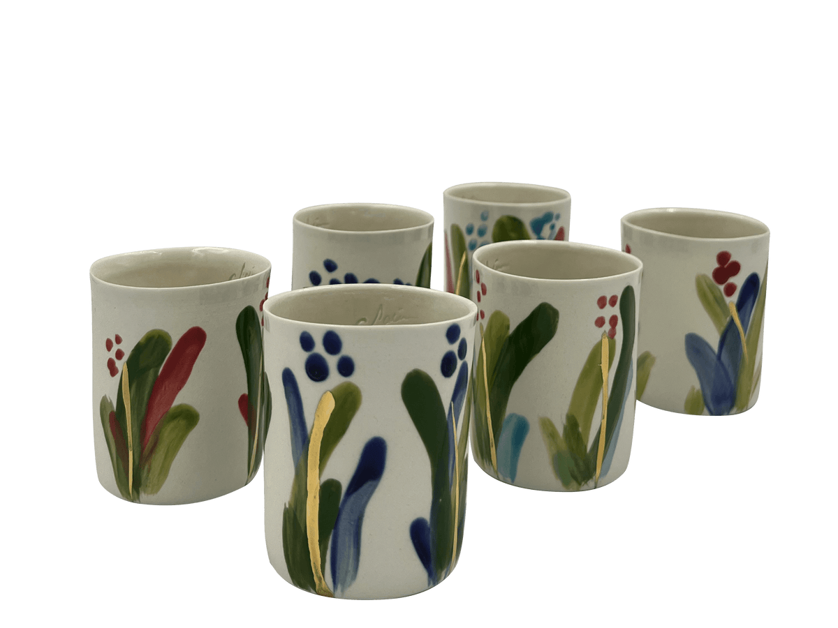 SC CERAMICS - HAND PAINTED EXPRESSO CUP - Set of 6 - FLTRD UAE