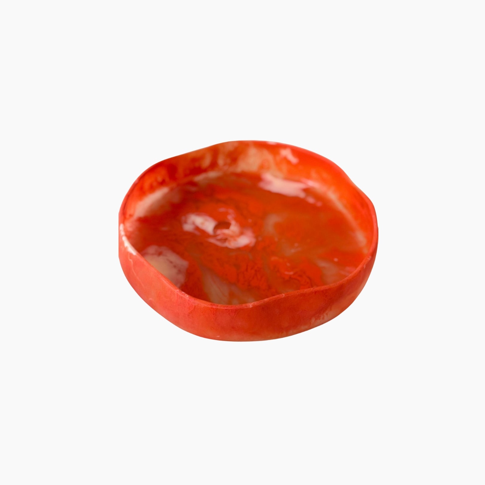 Red ceramic bowl on a white background