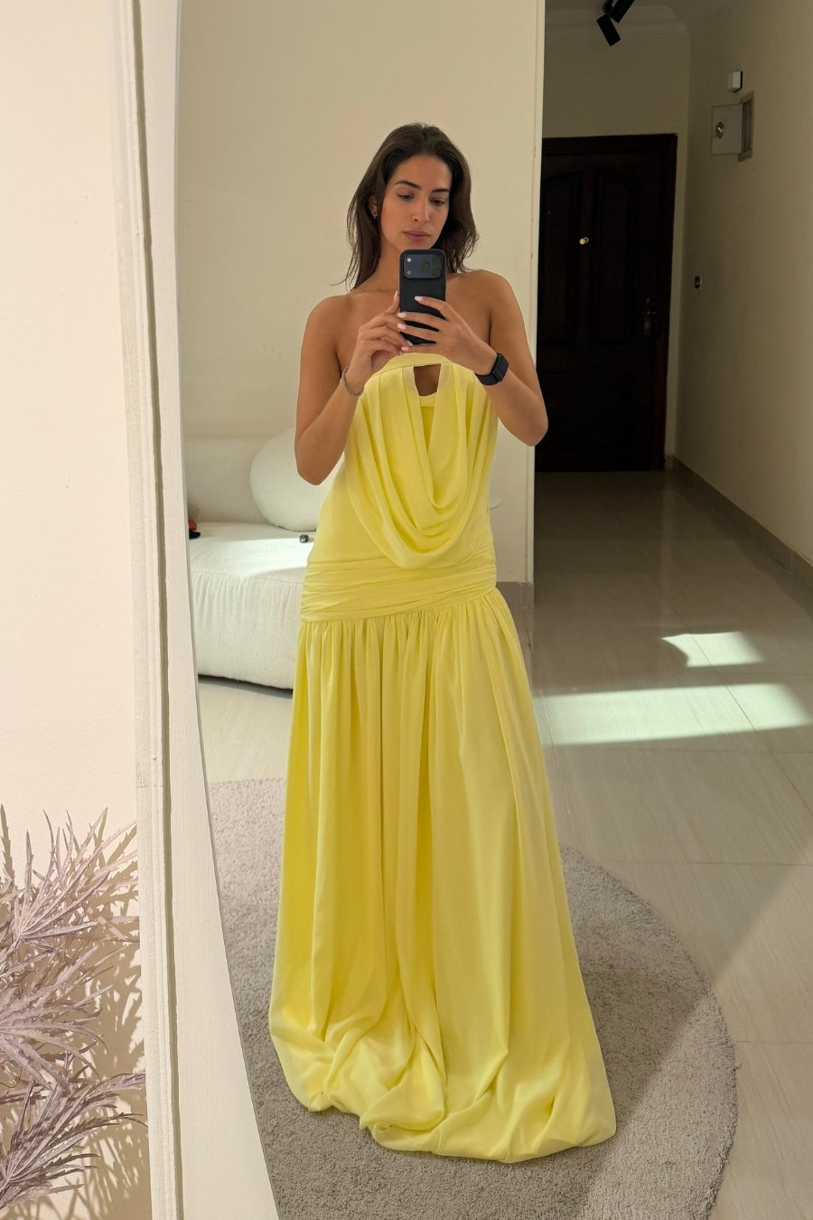 Lemon Drape Goddess Gown