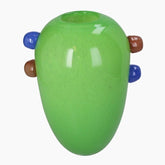 Green vase with brown and blue accents 