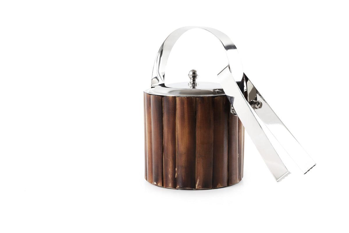 Wood Ice Bucket with Brass Lid - FLTRD UAE